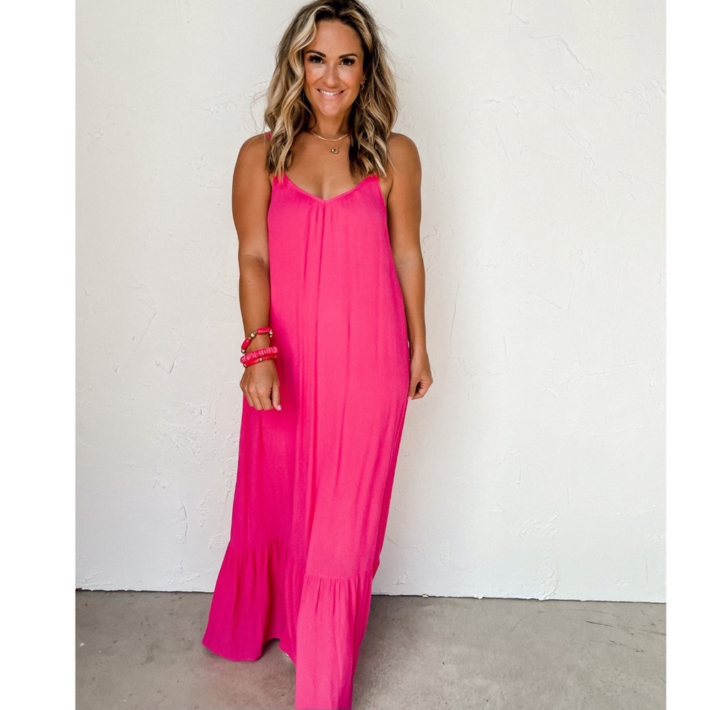 ZARA Fuchsia RIBBED DRESS VOLUMINOUS DRESS WITH BRAIDED STRAPS - Picture 3 of 16